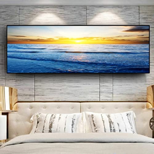 Toile panoramique coucher de soleil océan 20x60 sans cadre pour petit mur