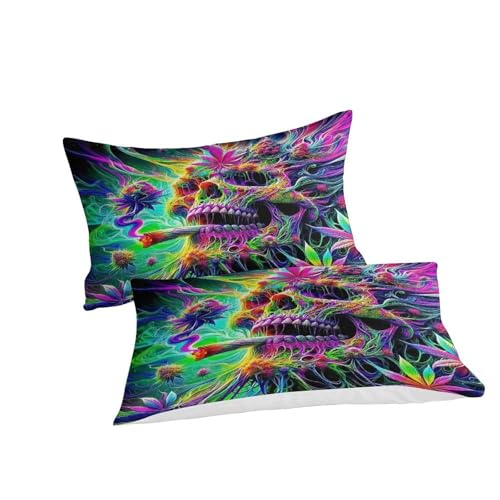 Housse de couette crâne microfibre douce, literie hypoallergénique 3D