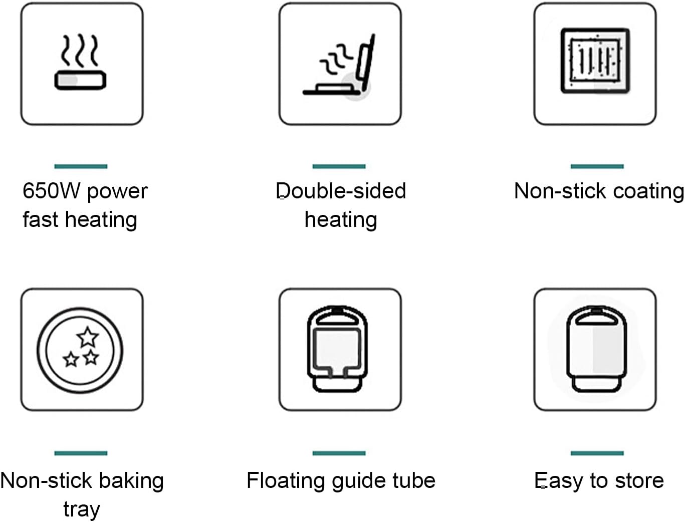 Toaster Sandwich Maker, Compact Sandwich Maker, Metal 650W Presses Irons, Easy to Clean for Cooking Panini, Waffle, Tuna Melts, Steaks, Burgers, Indoor Dining, Breakfast Toaster, 21.5x15.3x10.5cm