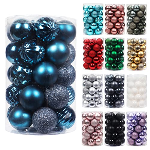 34 Pièces Boules de Noël 4cm 6cm Boule de Noël Ornements Peints en Couleur et étincelants Décoration Sapin de Noël (Bleu Nuit, 4 cm)