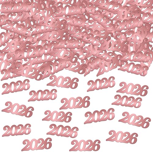 Image of Graduation Decorations 2026 | Graduation Confetti 2026, Shiny Rose Gold 2026 Grad Confetti - Pack of 500 | Rose Gold Graduation Confetti Class of 2026 | 2026 Graduation Table Decorations, KatchOn