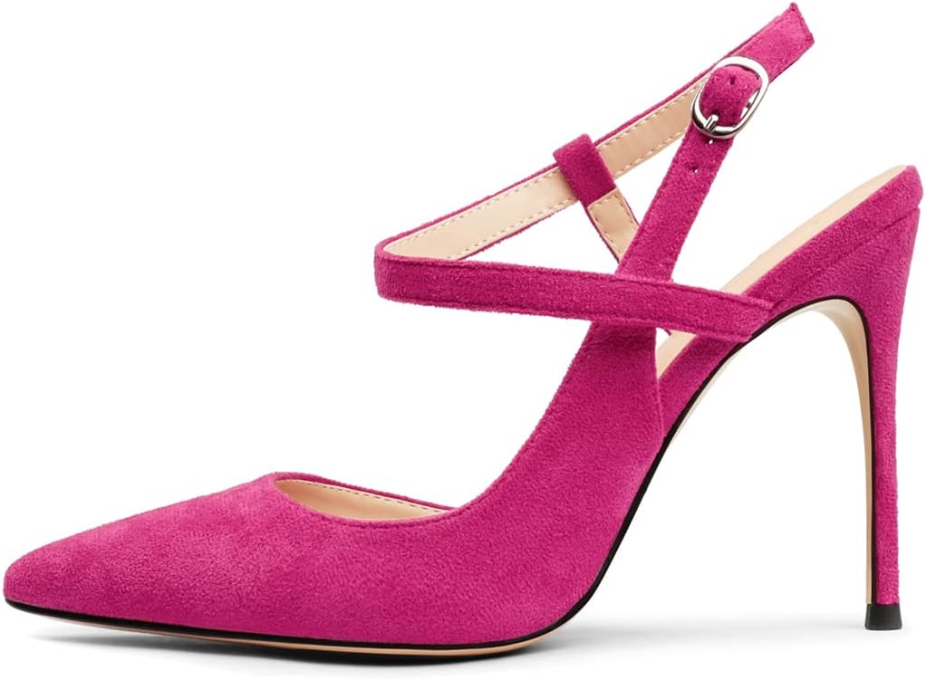 COLETER Women's Slingback Pumps 4IN Buckle Ankle Strap Sandals Closed Pointed Toe Office Work Wedding Shoes - Image 4