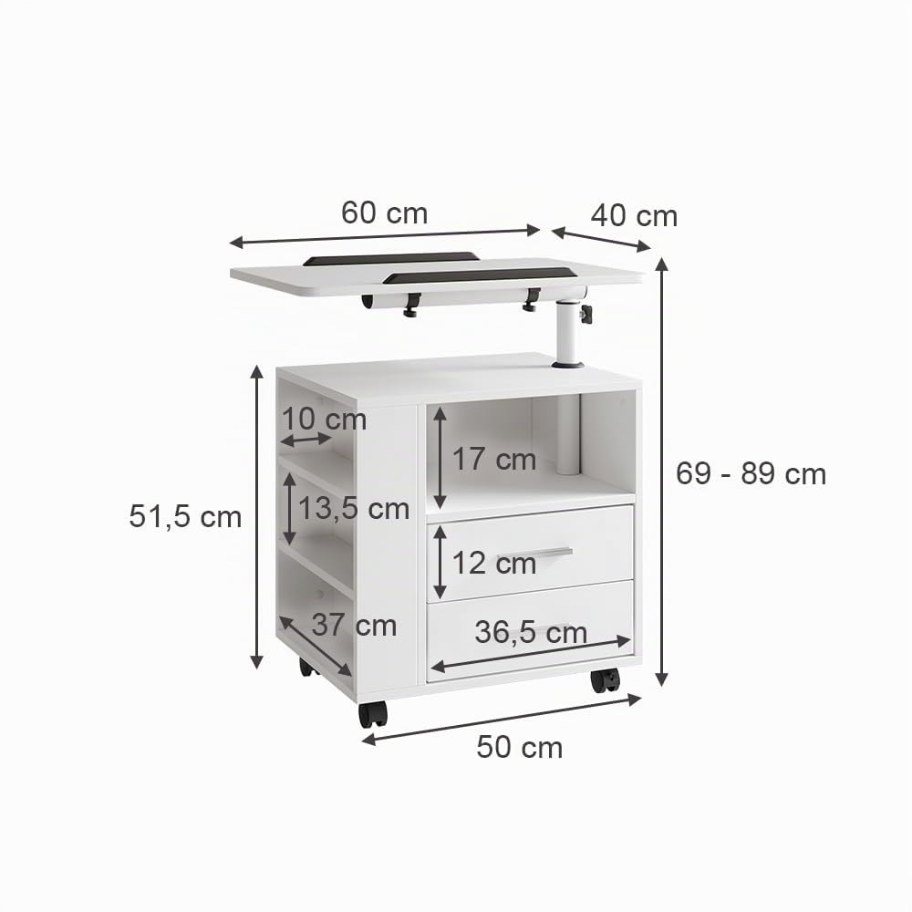 Vicco Nachttisch Bora, Weiß, 60 x 69 cm