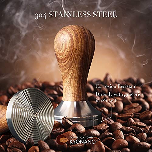 Kyonano Espresso Tamper 51Mm - Tamper With Dalbergia Odorifera Handle -Coffee Tamper Espresso Press Plus Free Milk Frothing Pitcher 350Ml, Silicone Tamper Mat -Tamper Fits 51Mm Delonghi Portafilter #TOP2