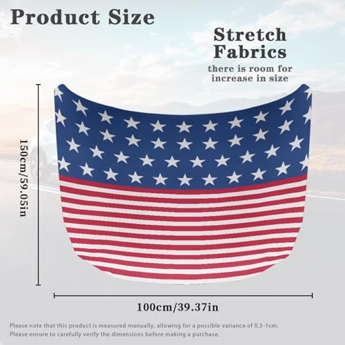 Image of Hood Covers for Cars All-Season Protection Fabric Hood Cover Stretch Polyester Fabric Cover American Flag Removable Automotive Accessories Ft Fits Most Cars