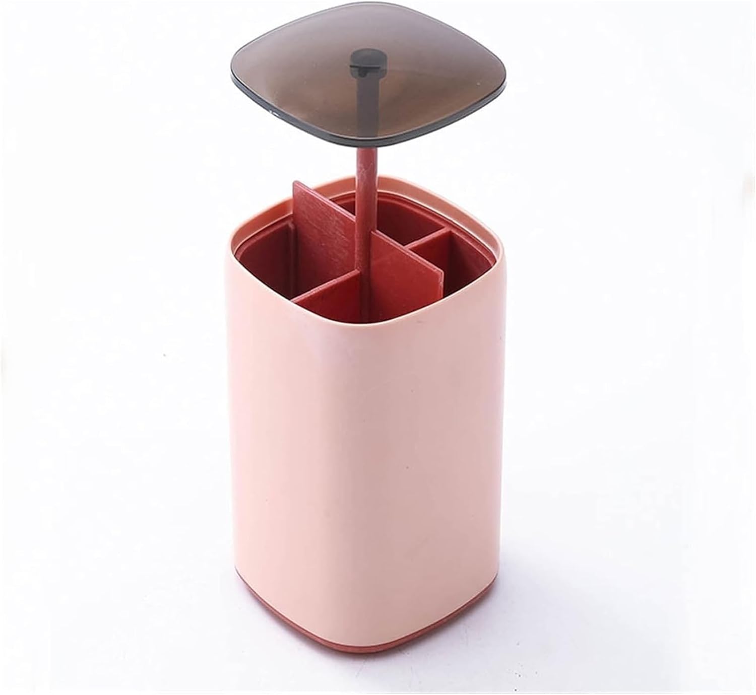 Toothpick Holder, Dispenser Color Contrast Automatic Pressing Box, Cotton Swab Cartridge, Dental Floss Storage Cartridge, Jar(Pink)
