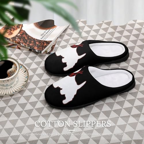 Scottie Dog Soft Warm Cotton Slippers for Women Flannel Home Shoes House Shoes Non-Slip Washable 11-12（42-43）4