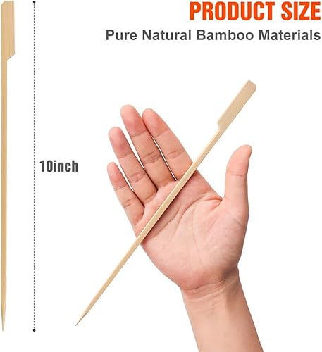 Miniatura 2 de Pinchos de bambú natural de 10 pulgadas (400 unidades) para asar a la parrilla, aperitivo, fruta, cóctel, kabob, barbacoa, salchichas