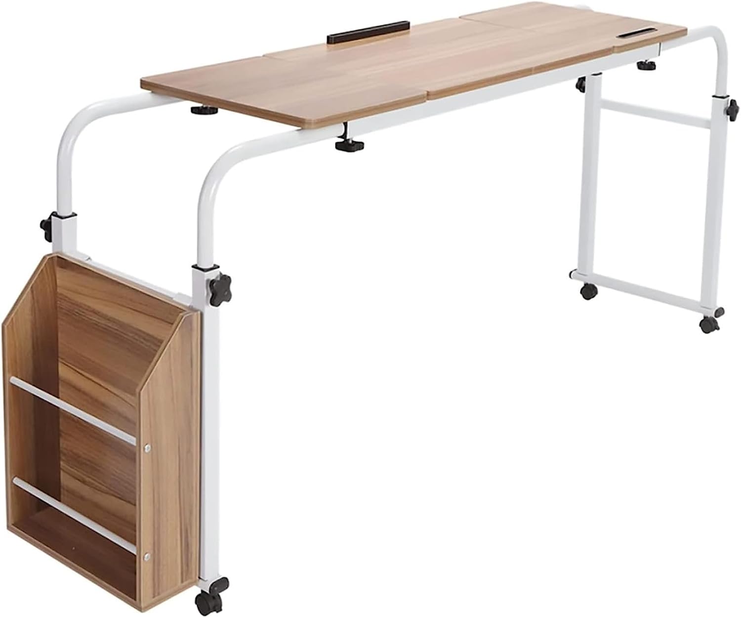Extendable Rolling Mobility Table Over Bed,Mobility Table Over Bed, Mobile Overbed Computer Table,Adjustable Desktop Angle and Height, King Queen Bed Table Overbed Laptop Table Ove