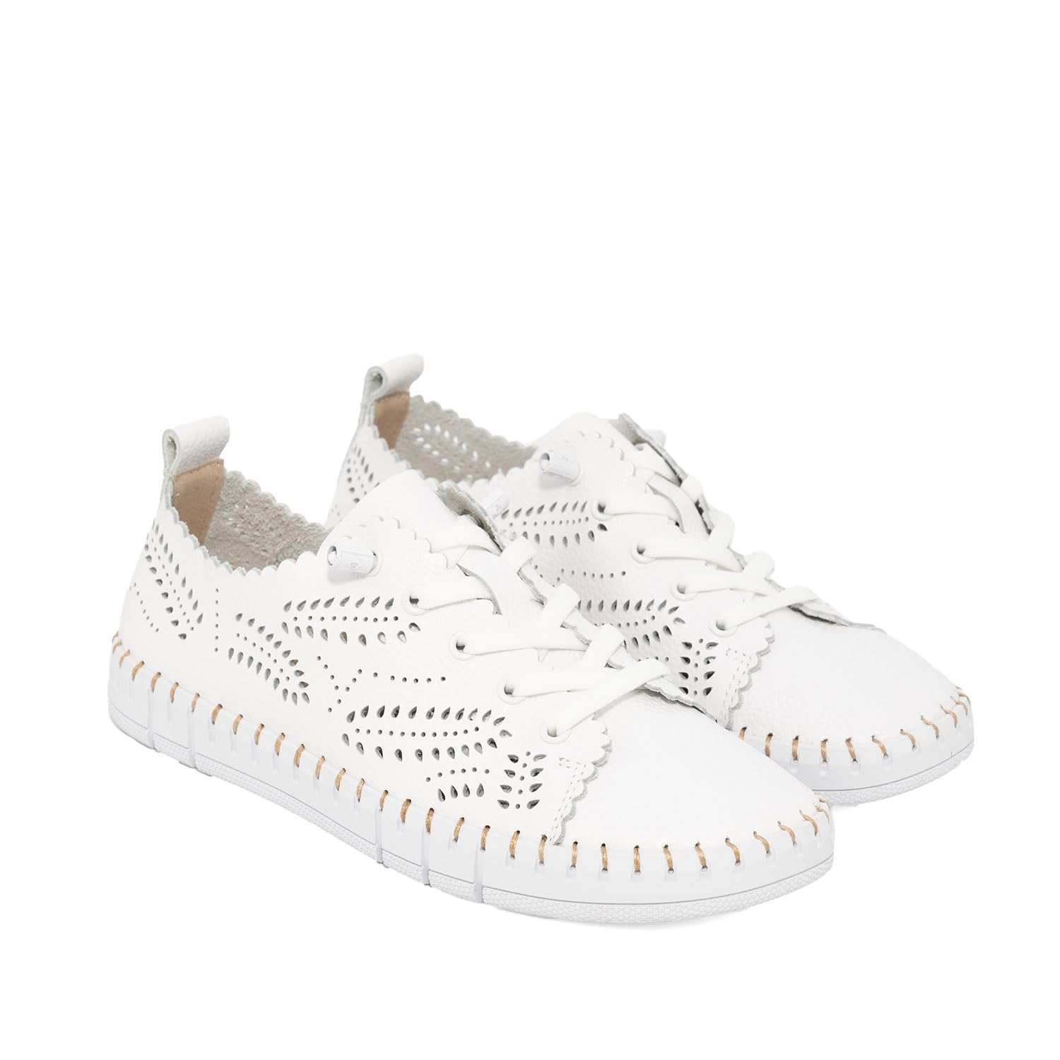 Sneakers de Mujer de Piel Extra cómodas con Suela Antideslizante - Hechas en España - Creta Piel (Blanco - 41)