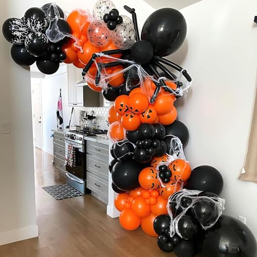 Image of Rozi Decoration Black and Orange Balloons Garland Decorations Items for Halloween Party Decor, Wedding, Baby Shower, Birthday Balloons Decoration Items Pack of 62 Pcs