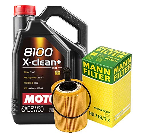 Newparts 5L 8100 X-Clean+ 5W30 Filter Engine Motor Oil Kit Golf 2.0 Turbo CJAA for Golf 2.0L L4 Turbocharged Diesel FI CJAA 2010-2014 VW 504.00/507.00; Turbocharged
