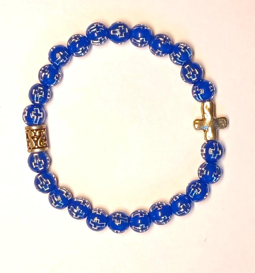 Miniatura 2 de Faith Based Stretchy Beaded Bracelet with Bronze-Colored Cross