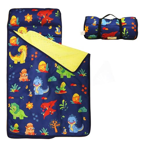 Image of Nap Mat - Nap Mats for Preschool, Toddler Nap Mat with Pillow and Blanket, Sleeping Bag for Kids - Large Rolled Napping Mats, Portable Slumber Bags for Girls - 52 inchX21 inch