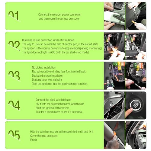 Image of 9.68Ft USB C Dash Cam Hardwire Kit - 12V-30V to 5V 2.5A Car Dash Camera Charger Power Supply+4pcs 16AMG Car Fuse Tap&4PCS 5A Blade Fuse for Dash Camera(Type-C USB)
