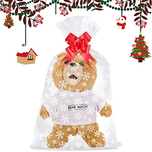 Kolewo4Ever 20Pcs Christmas Snowflake Basket Bags Pull Bow Set 10 Pcs 30X 44 Inches Large Christmas Cellophane Bags And 10Pcs Pull Bows For Basket And Some Big Christmas Gifts #TOP5