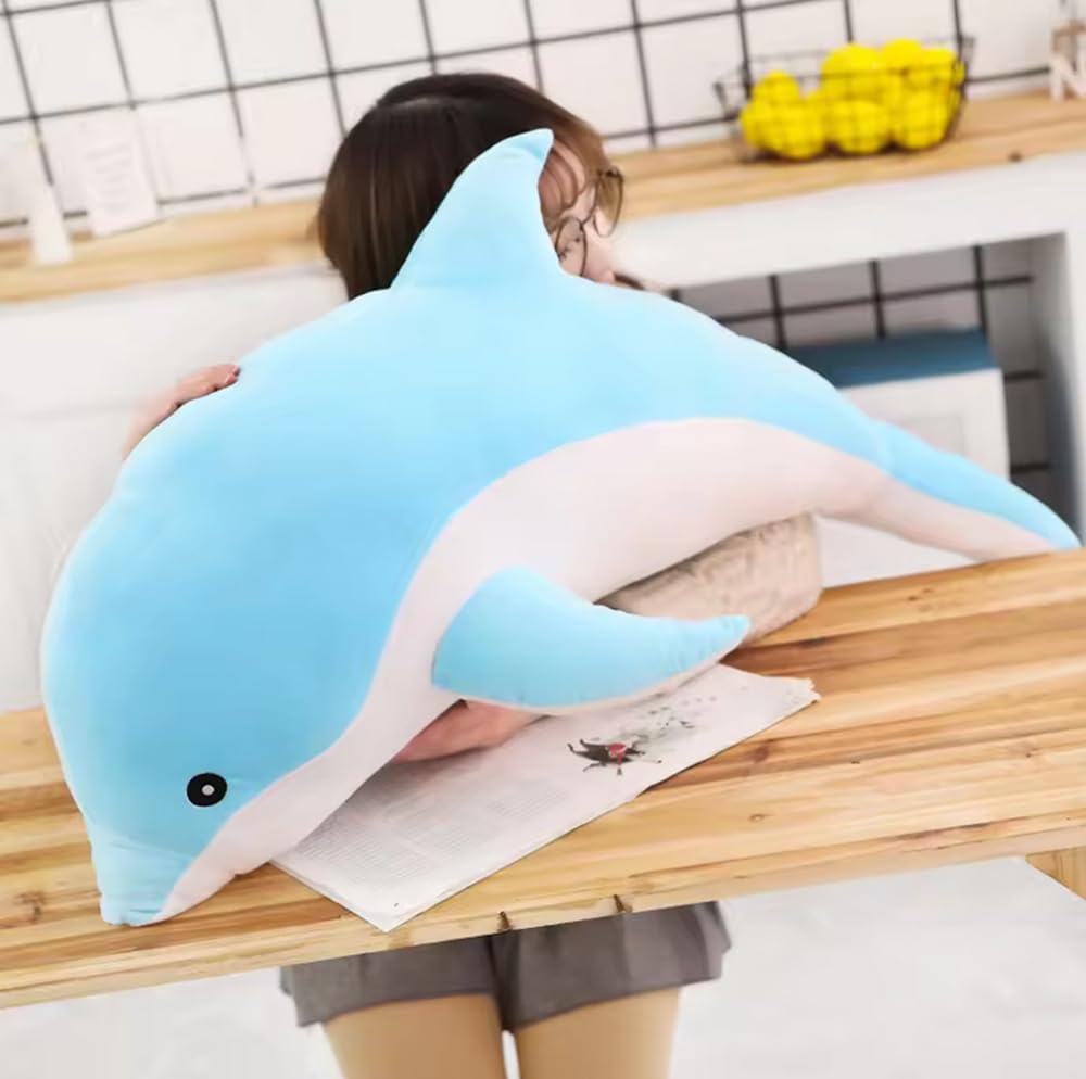 Tikwisdom Dolphin Stuffed Animal Plush Pillow, Super Soft Doll, Marine Animal Plush Toys Kids Sleeping Pad Gift. (Blue (1 meter long)) - Image 3