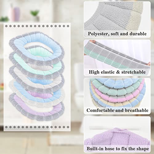 Zeedix 5 Pcs Soft Bathroom Thicker Toilet Seat Cover Pad-Warmer Stretchable Fibers Easy Installation Cushioned Lid Covers, Comfortable And Washable Toilet Seat Cover Pads(5 Colors) #TOP2