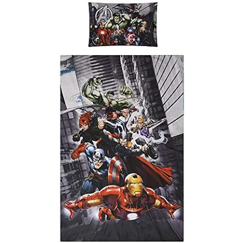 Marvel Comics Avengers Single Duvet Cover Set Reversible 100% Cotton Bedding Cover