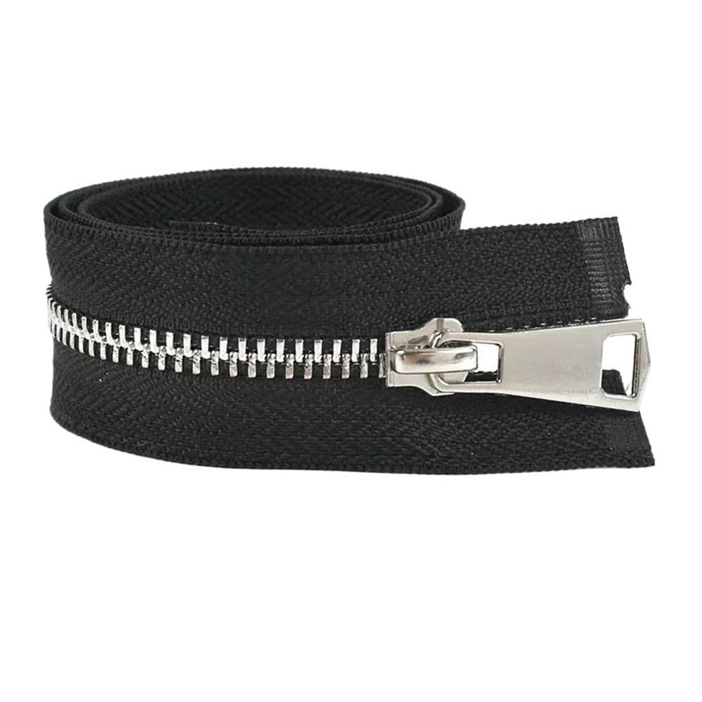 DIY Craft Zipper 2pcs 5# Metal Zippers Length 15cm-80cm, Precision Close-End Auto Lock Zips for Sewing Crafts Projects(Black Silver,15cm)