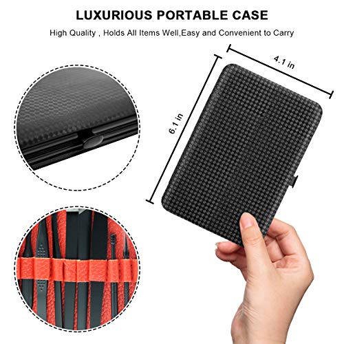 Manicure Set, 18 In 1 Stainless Steel Professional Pedicure Kit Nail Scissors Grooming Kit With Black Leather Travel Case Jelove #TOP1