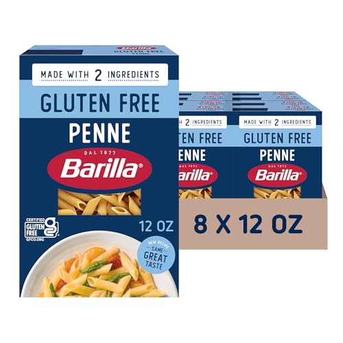 Barilla Gluten Free Penne Pasta, 12 Ounce (8 Boxes) - Non-Gmo Gluten Free Pasta Made With 2 Ingredients