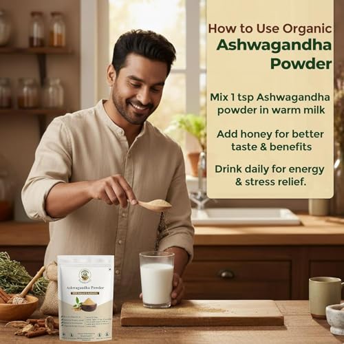 Image of 100 Grams Organic Ashwagandha Powder 100% Pure & Natural Ashwagandha Root Powder For Stress Management, Muscle Recovery, Strength | Withania Somnifera Churna Supplements | Immunity Booster Ayurvedic Powder