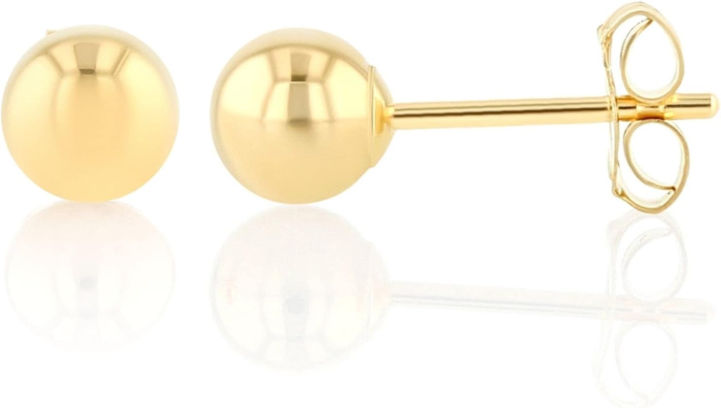 14K REAL Yellow Gold Polished Gold Ball Stud Earrings with Push Backs in 3mm, 4mm, 5mm | Simple Small Stud Earrings for Women