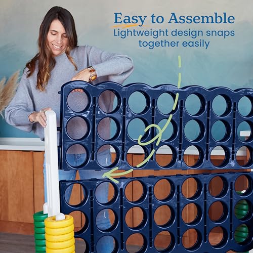 Image of ECR4Kids Jumbo 4-to-Score Giant Game with 42 Rings and Reset Sliders, Kids Games, Blue /Gold