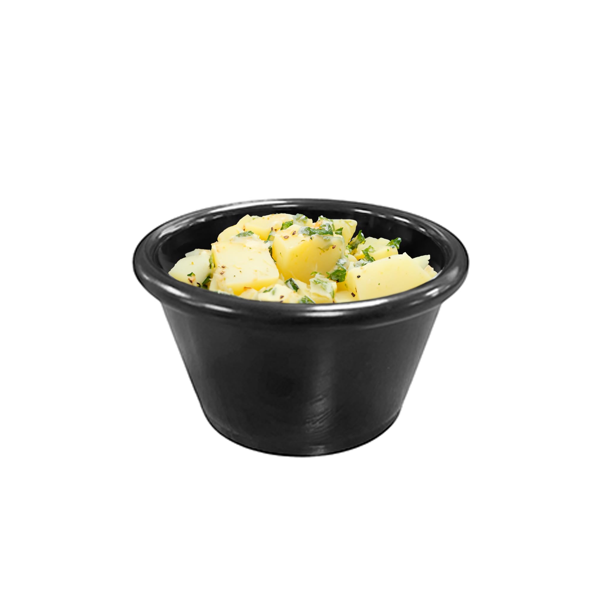 Chabrias Lot de 24 ramequins traditionnels simples en plastique résistant, pots à condiments, ramequins à sauce, bols à trempette, fabriqués en Angleterre (Noir 43 ml)