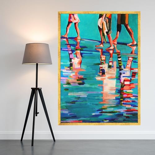 Toile imprimée abstraite Promenade sur la plage tableau reflets d'été - 2