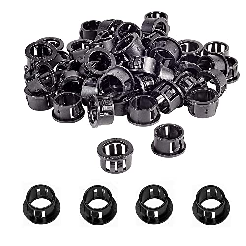 Kabeldurchführung, 12 mm, schwarze Nylon-Kabelschlauch-Tülle zum Einrasten - Schnappbuchse, 50 Stück Cover