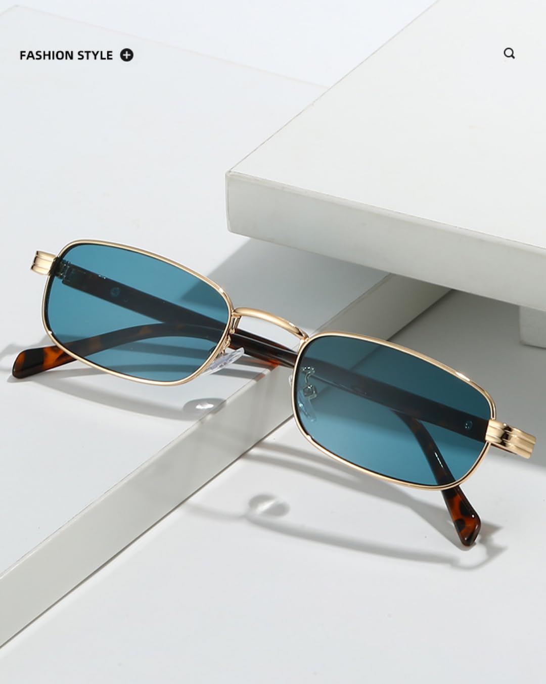 Trendige schmale quadratische Sonnenbrille für Damen, schmaler goldfarbener Metallrahmen, UV400-Sonnenbrille für Damen, Retro-Mode-Accessoire für Partys