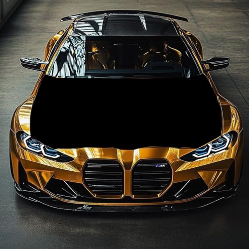 Image of Black Car Hood Cover 4X5 Ft Polyester Car Bonnet Banner,Elastic Fabrics Can be Washed Suitable for SUV and Pickup Trucks
