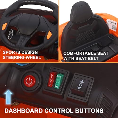 Image of Little Rides Battery Operated Car for Kids, Ride on Toy Car with Music & Light | Baby Big Jeep Rechargeable Battery | Kids to Drive 1 to 5 Years Boy Girl (Orange)