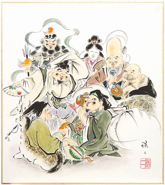 Amazon.co.jp: 佐藤浩二 「 七福神 」 色紙絵 : 文房具・オフィス用品
