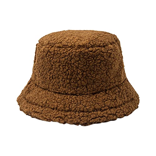Sombrero de pescador térmico a prueba de viento del invierno de color sólido de las mujeres para el sombrero de piel de las mujeres, café, Talla única