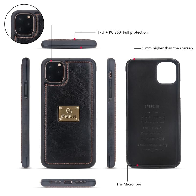 Generic Étui compatible avec iPhone 12/iPhone 12 Pro (6,1 pouces (couleur : marron) étui en cuir multi-portefeuille à rabat magnétique