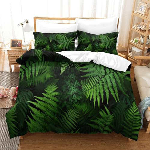 Housse de couette fougère 140x200 parure lit microfibre