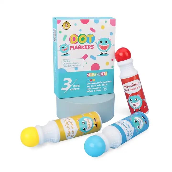 Levin 3 colors super dots washable no mess safe kids marker pens dot marker set (B0CNGX3L4H) Amazon Price History, Amazon Price Tracker