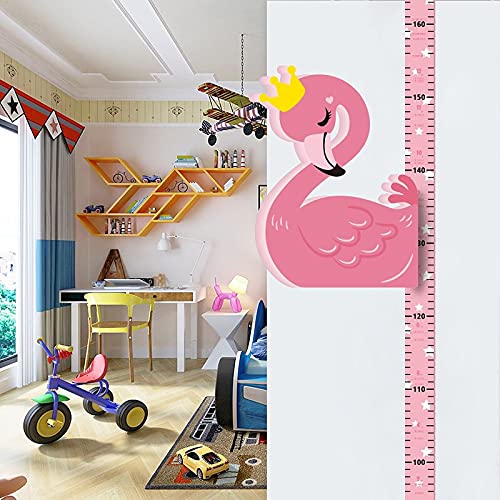 wolpin Kid's EVA Foam, PVC 3D Magnet Swan Growth Measuring Scale Removable Wall Sticker with Marker Pen & Measuring Tape (Pink, 65-185 cm)
