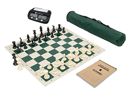Juego de Ajedrez Completo Basic Club con Reloj Digital y Bolsa Verde miniatura 1
