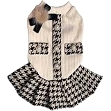 ISUPY 犬の服 ワンピース ドレス 春秋冬 可愛い ペット服 洋服 女の子 ドッグウェア スカート 袖なし 猫服 小型犬 中型犬 防寒 保温 ワンちゃん お散歩お出かけ服 (S,4#)