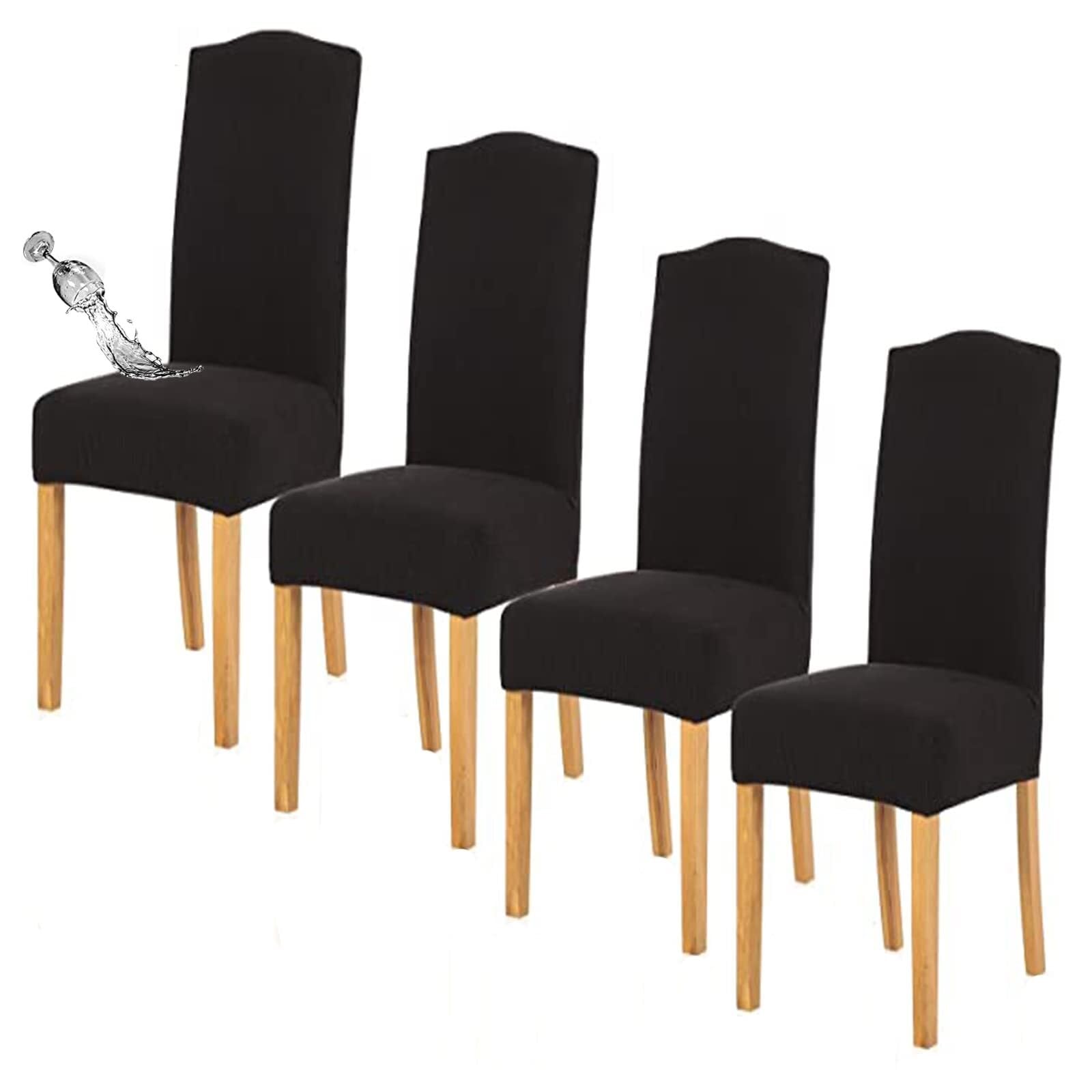 NMVAWIPT Waterproof Dining Chair Covers With Elastic Hem, Stretch Removable Washable Seats Slipcovers(1#,4pcs)