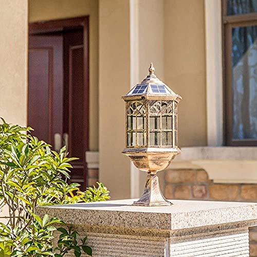 Victoria extérieur solaire Power Post lampe lumière étanche européenne colonne lanterne 50 cm bronze LED solaire pilier lampe aluminium verre colonne lampe jardin patio clôture lampe de table paysage