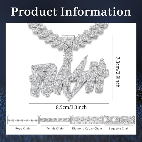 Diamond Iced Out Chain for Men Women Custom Chai with Letter Pendant Necklace Personalized Iced Out Pendant with Cuban Link Chain Birthday Christmas Gifts for Hip Hop Lovers3