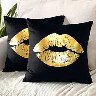 JOTOM Pack of 2 Cushion Covers 45x45cm Cozy Velvet Decor Throw Pillow Covers Gold Ginkgo Leaves Bronzing Decorative Pillow Cases Cushion Cover for Couch Bedroom Living Room Sofa Car Home Decor (Black)