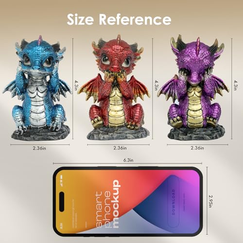 Set 3 Figuras Dragón en Resina Aura Mojo miniatura 2