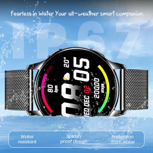 Image of PunnkFunnk Active 2 Smartwatch, 1.39 inch HD Round Display, Bluetooth Calling, Heart Rate & SPO₂, 100+ Sports Modes, IP67, Long Battery Life for Men & Women (Millanese Black)