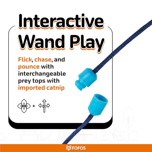 Image of BarkButler x FOFOS Sardine Wand Toy 2pk - Catnip Toys for Cats, Interactive Cat Teaser Toys - Blue
